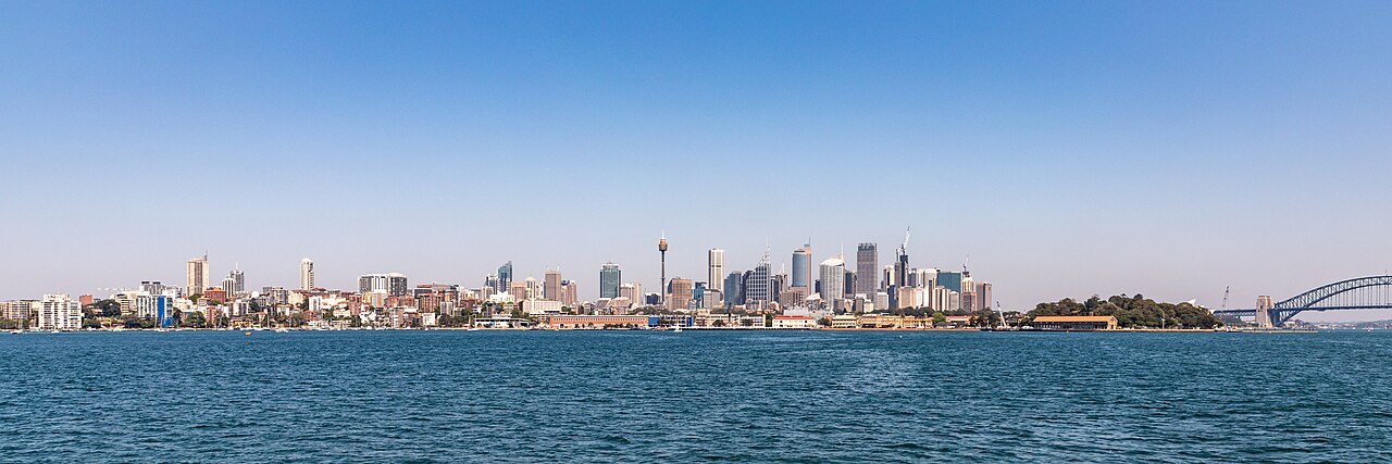 The Sydney central business district skyline at dusk